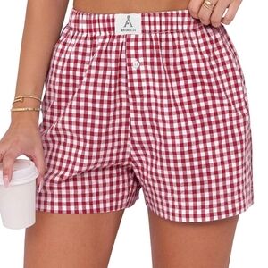 Red Checkered Women's Shorts